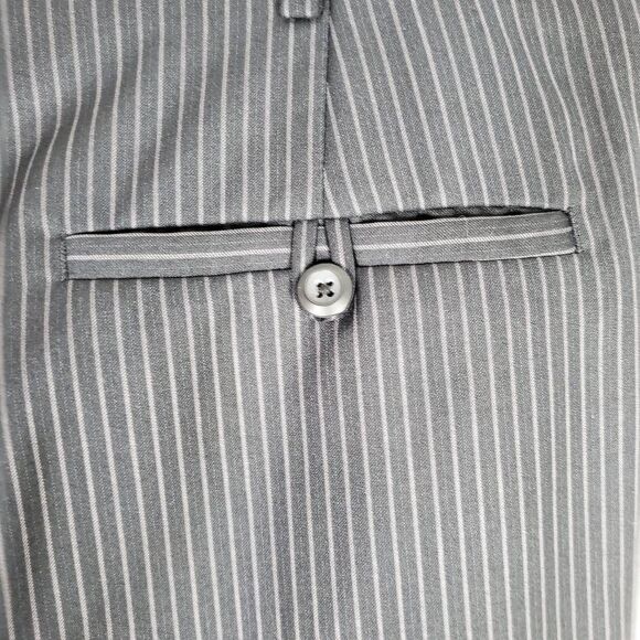 Perry Ellis Pinstriped Flat Front Portfolio Dress Pants Black Size 36x32 - Picture 12 of 14